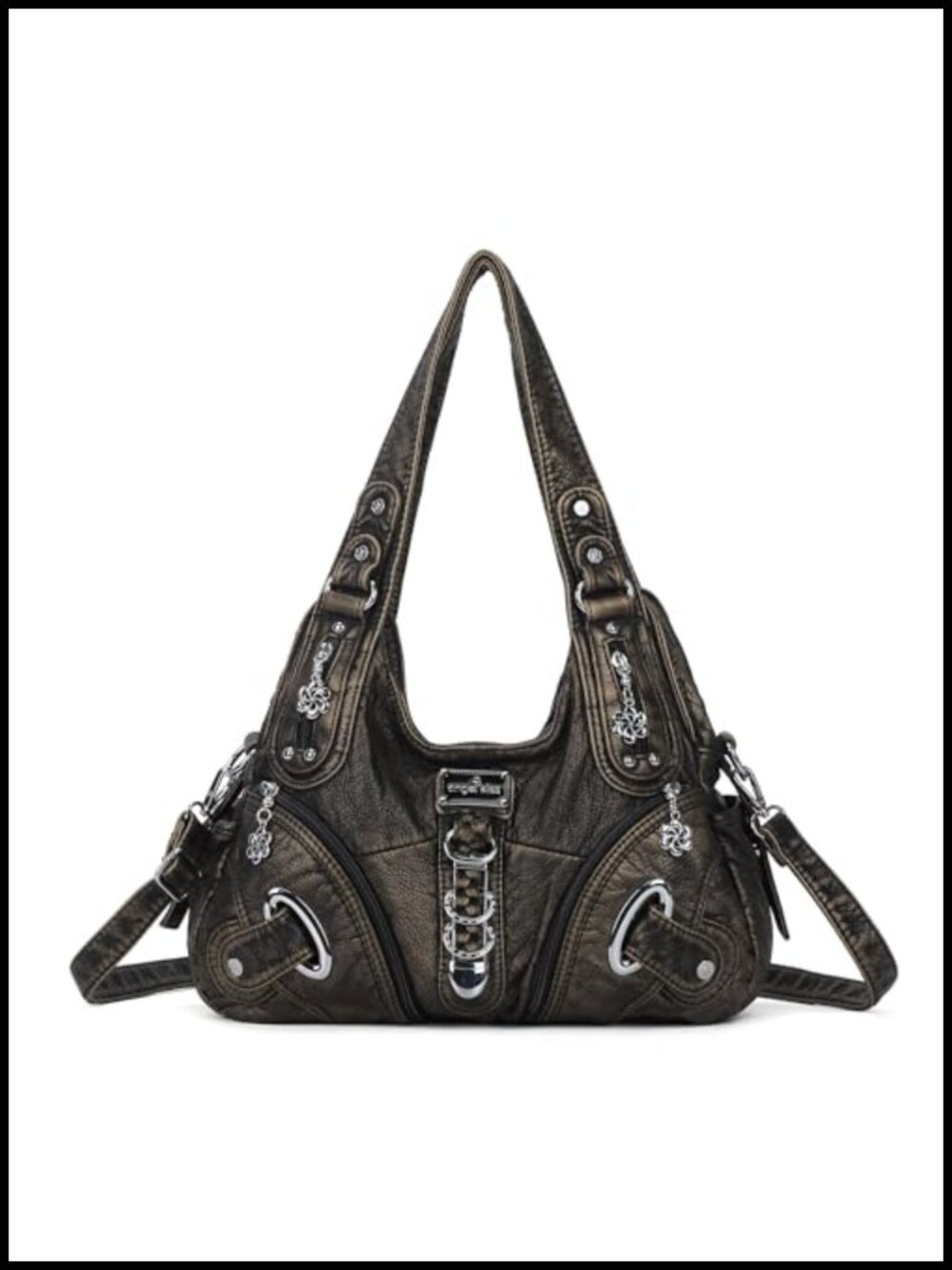 Hobo Shoulder Bag Washed PU Leather Convertible Satchel Purse Large